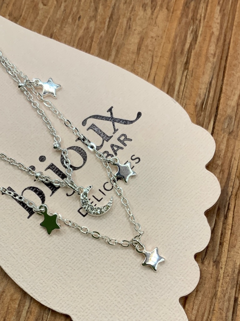 Bijoux Bar Delicates Silver Tone Star & Moon Layered Anklet